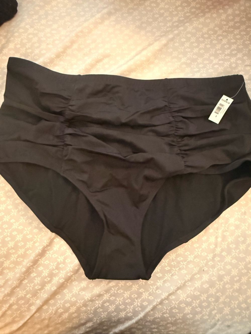 torrid Black High-Waist Ruched Swim Shorts